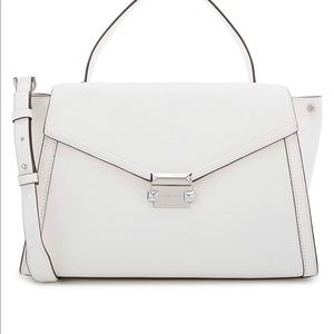 nwt michael kors Whitney Large Leather Satchel Optic White
